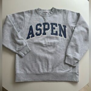 Gray Crewneck Sweater with Navy Text
